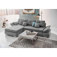 ECKSOFA  in Webstoff Hellgrau  - Chromfarben/Hellgrau, Design, Kunststoff/Textil (302/187cm) - Carryhome