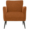 SESSEL in Chenille, Mikrofaser Cognac  - Cognac/Schwarz, Design, Textil/Metall (68/78/76cm) - Johann Jakob