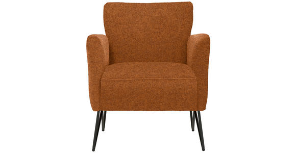 SESSEL in Chenille, Mikrofaser Cognac  - Cognac/Schwarz, Design, Textil/Metall (68/78/76cm) - Johann Jakob