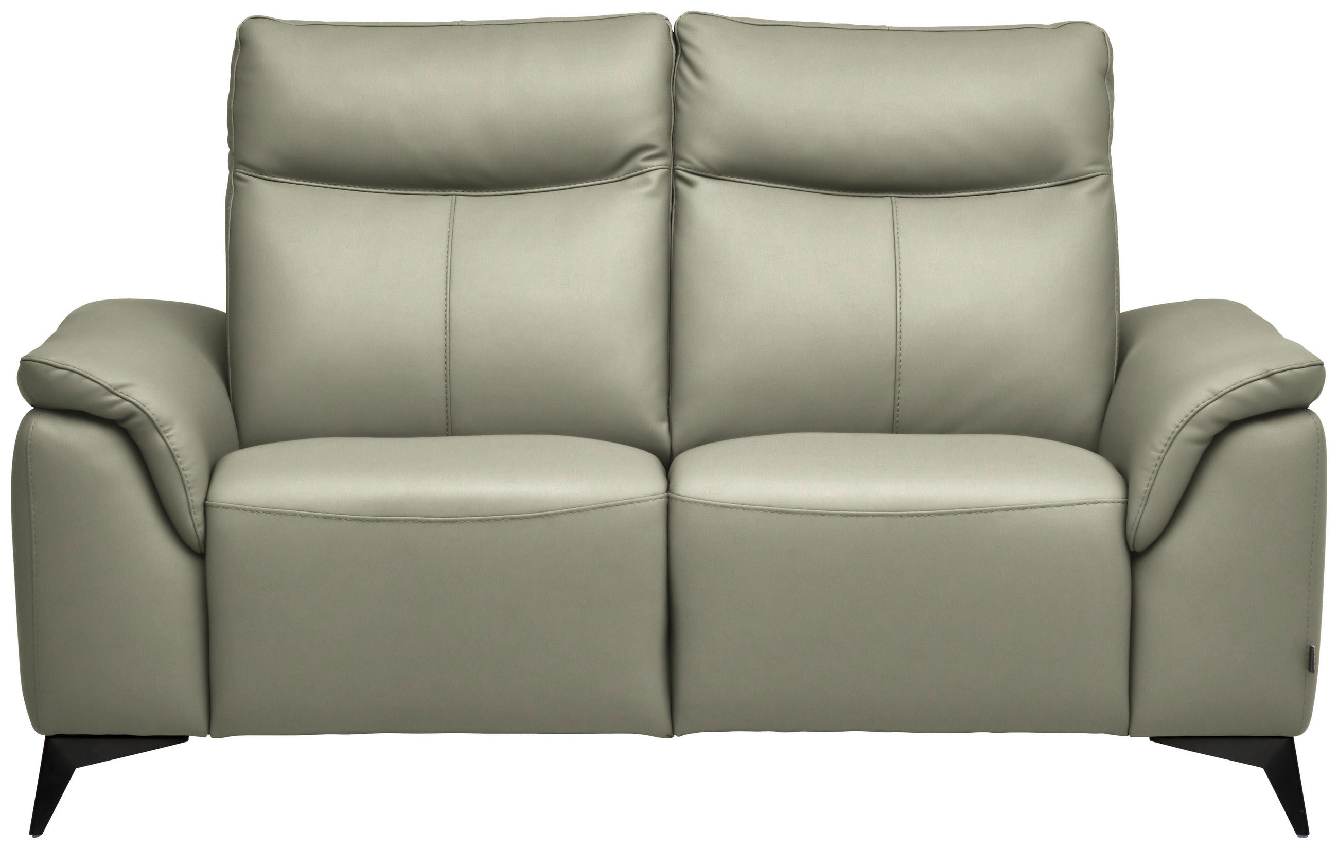 2-SITZER-SOFA Echtleder Hellgrau  - Hellgrau/Schwarz, Design, Leder/Metall (176/105/98cm) - Belluti