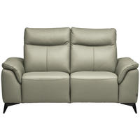 2-SITZER-SOFA Echtleder Hellgrau  - Hellgrau/Schwarz, Design, Leder/Metall (176/105/98cm) - Belluti