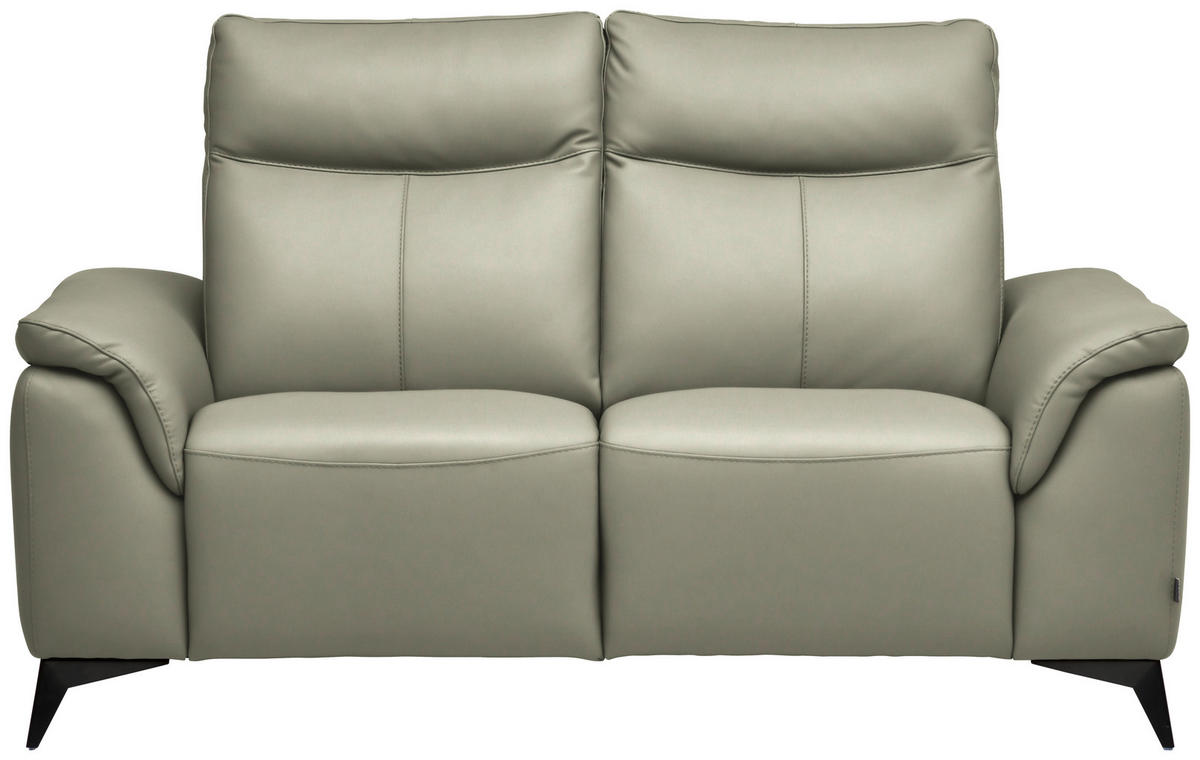 2-SITZER-SOFA Echtleder Hellgrau  - Hellgrau/Schwarz, Design, Leder/Metall (176/105/98cm) - Belluti