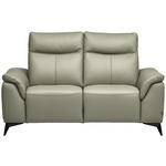 2-SITZER-SOFA  in Echtleder Hellgrau   - Hellgrau/Schwarz, Design, Leder/Metall (176/105/98cm) - Belluti