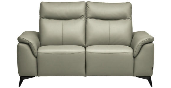 2-SITZER-SOFA  in Echtleder Hellgrau   - Hellgrau/Schwarz, Design, Leder/Metall (176/105/98cm) - Belluti