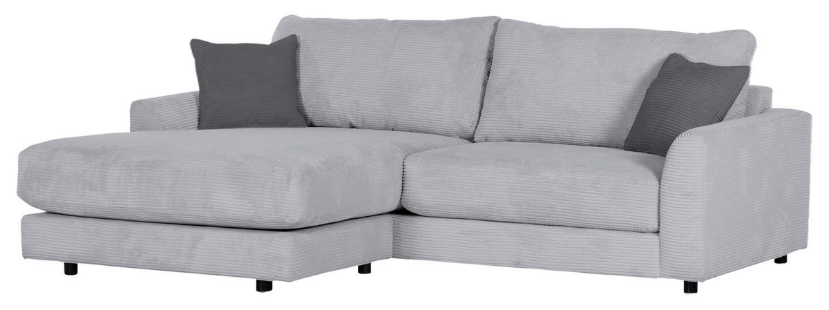 ECKSOFA in Cord Hellgrau  - Dunkelgrau/Hellgrau, Design, Kunststoff/Textil (240/175cm) - Landscape