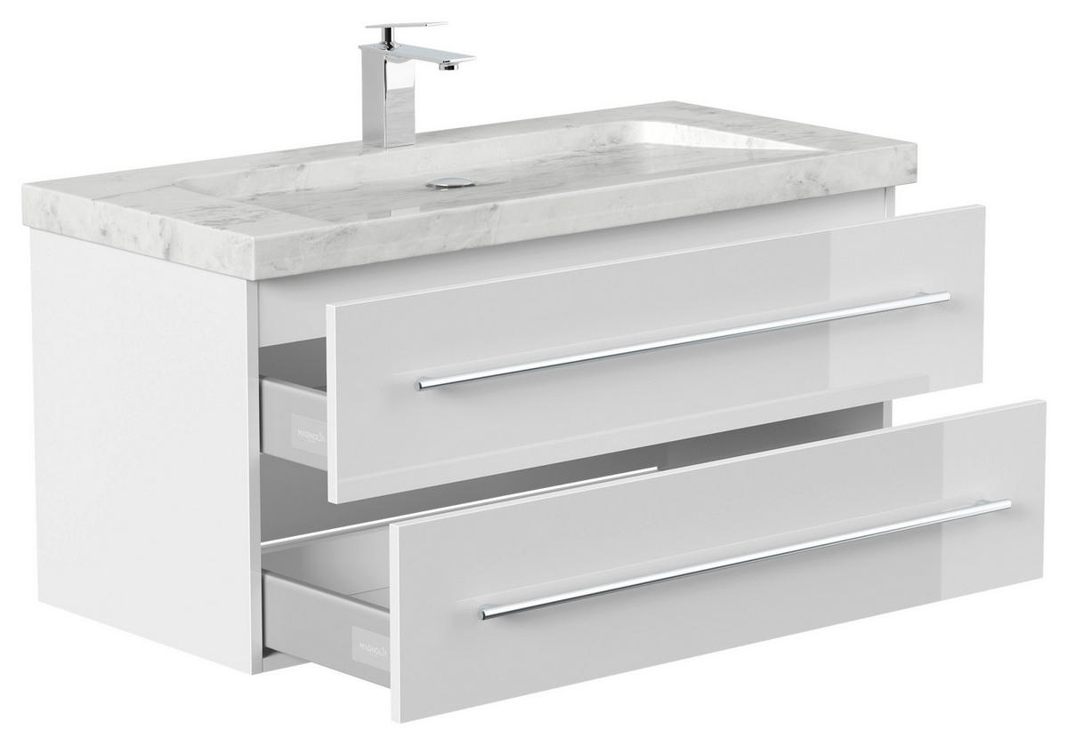 WASCHTISCHKOMBI 100 cm  - Weiß Hochglanz/Weiß, Basics, Holzwerkstoff/Stein (100cm) - MID.YOU