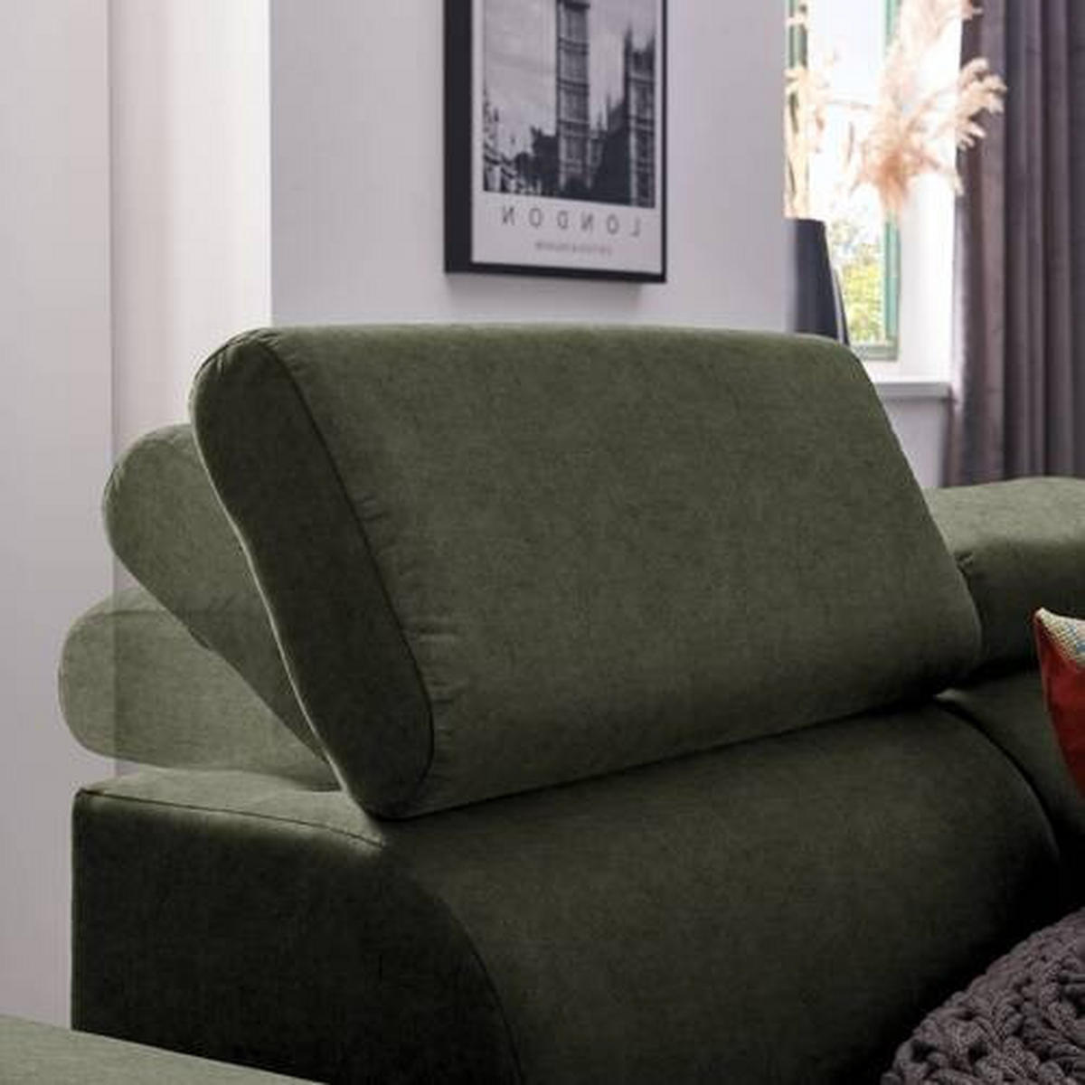 ECKSOFA in Velours Grün  - Schwarz/Grün, Design, Textil/Metall (261/191cm) - Stylife