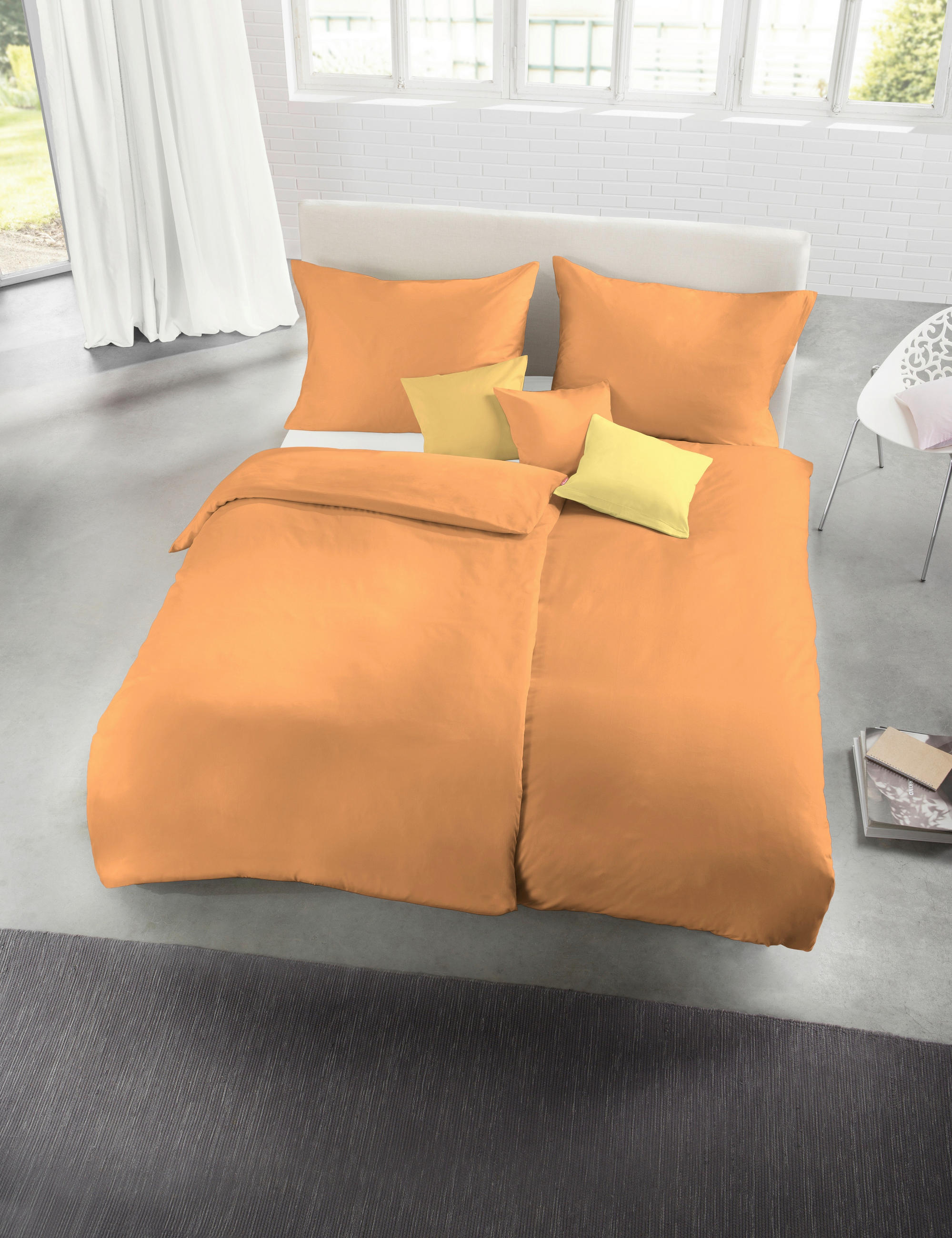 BETTWÄSCHE Satin 155/200 cm - Orange, Basics, Textil (155/200cm) - Fleuresse