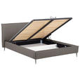 POLSTERBETT gepolstertes Kopfteil, Lattenrost, Bettkasten Grau 160/200 cm  - Schwarzchrom/Grau, KONVENTIONELL, Leder/Holz (160/200cm) - Esposa