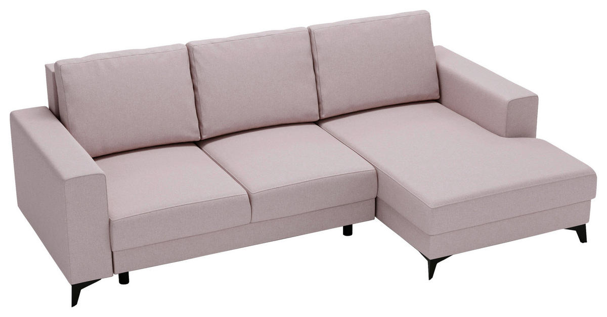 ECKSOFA in Flachgewebe Rosa  - Schwarz/Rosa, Design, Textil/Metall (244/156cm) - Livetastic
