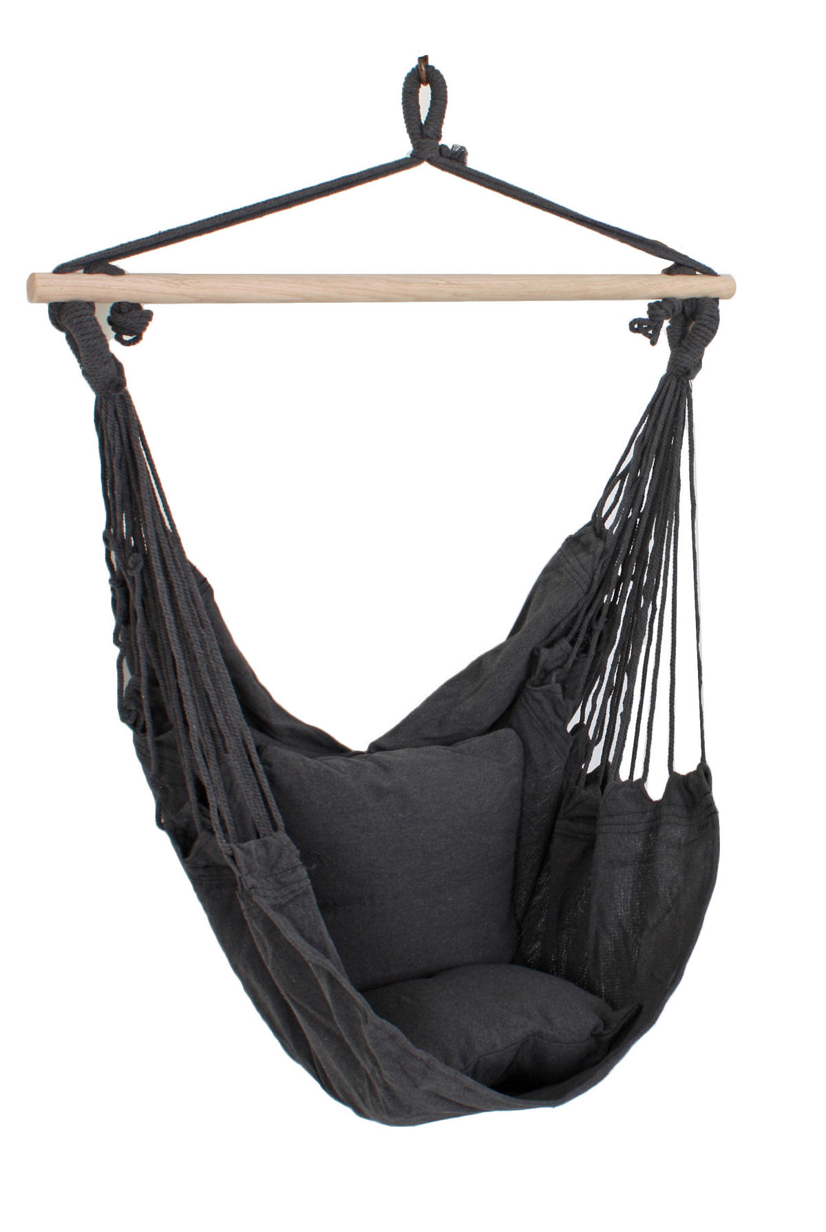 HÄNGESESSEL  - Hellbraun/Anthrazit, Trend, Holz/Textil (90/120/60cm) - Gardenson