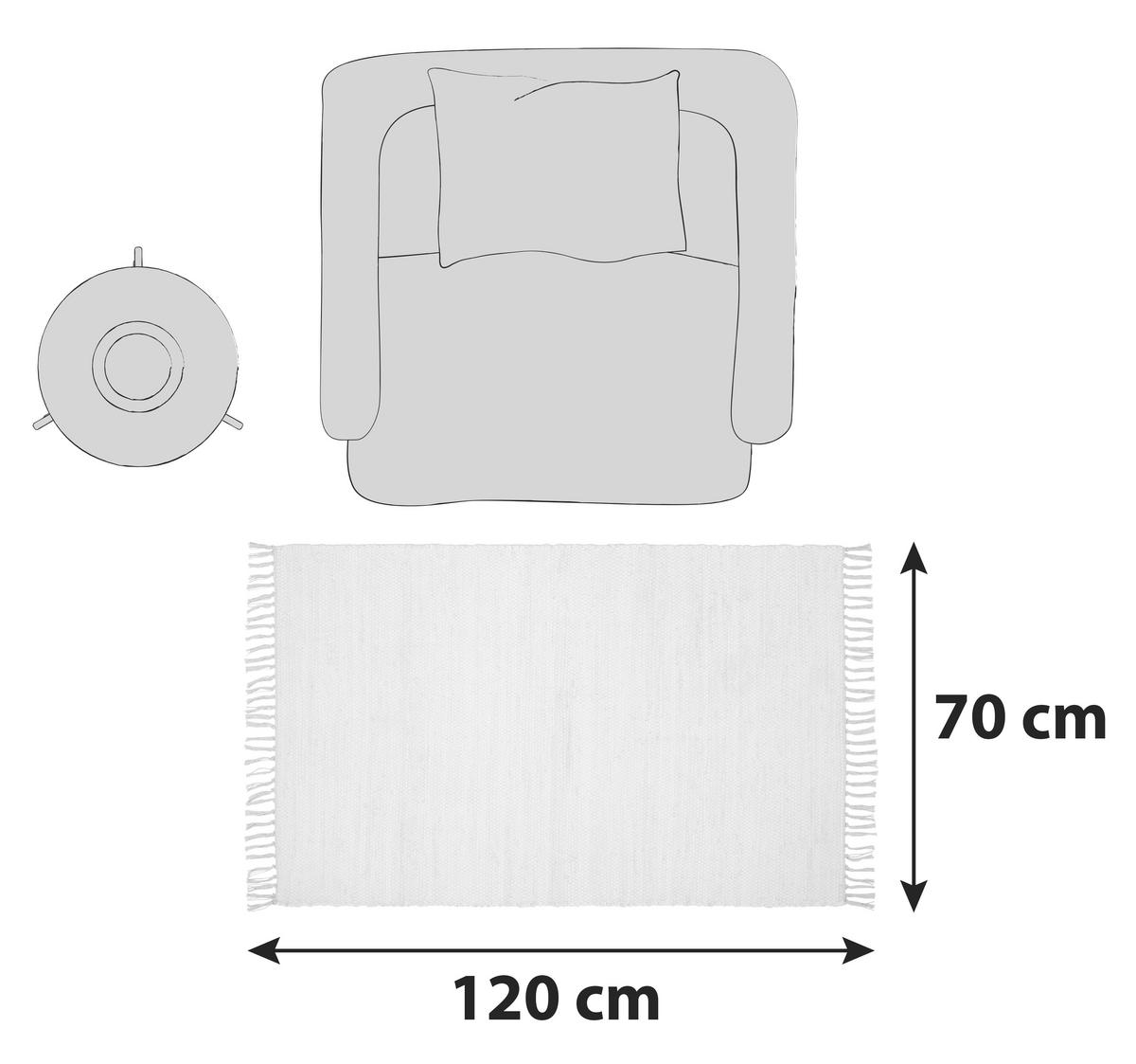 RUČNĚ TKANÝ KOBEREC, 70/120 cm, bílá - bílá, Basics, textil (70/120cm) - Boxxx