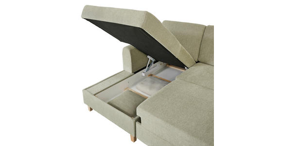 ECKSOFA Hellgrün Flachgewebe  - Buchefarben/Hellgrün, KONVENTIONELL, Holz/Textil (166/241cm) - Carryhome