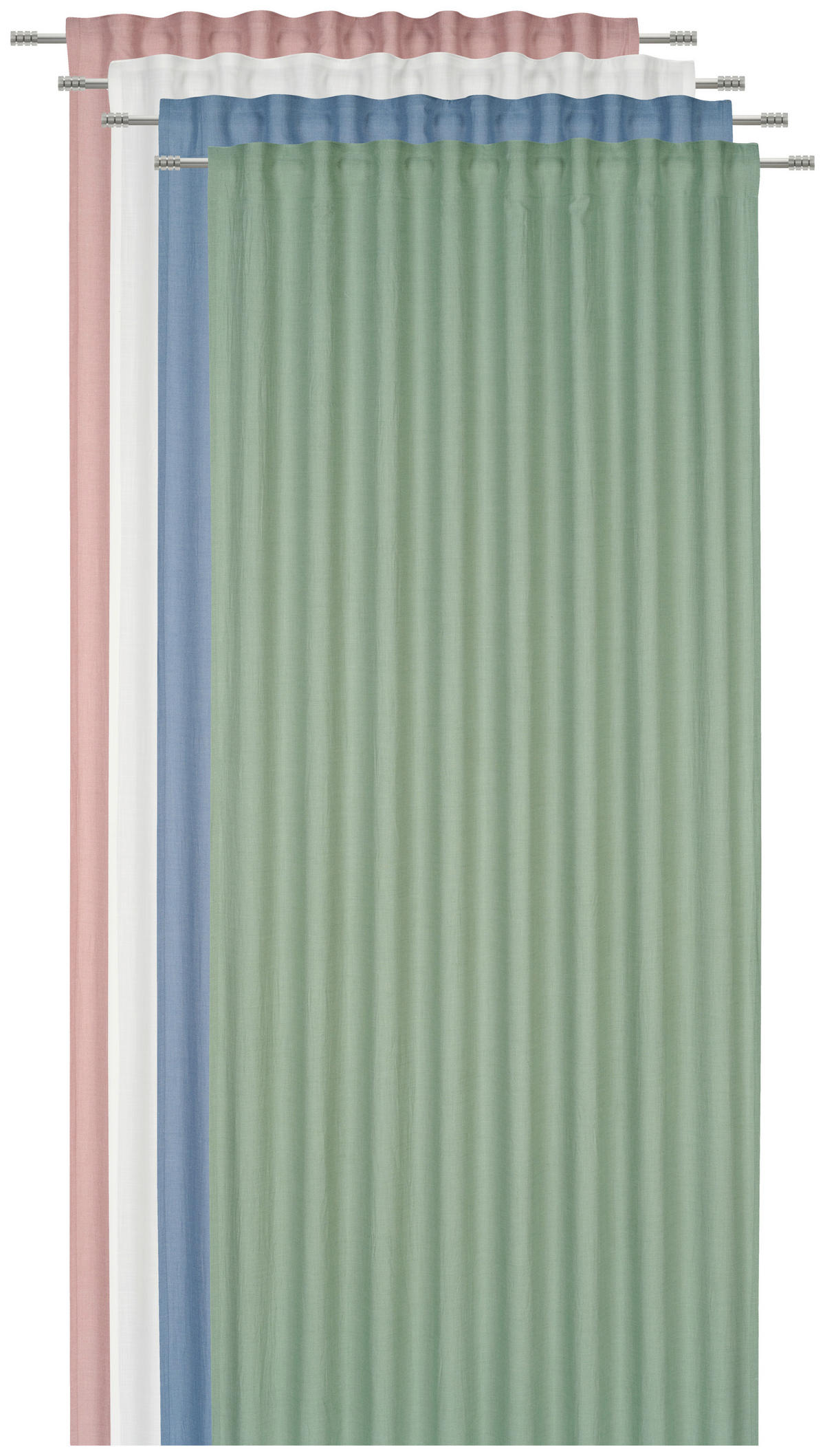 HOTOVÝ ZÁVĚS, neprůsvitné, 135/245 cm - šalvějově zelená, Basics, textil (135/245cm) - Esposa