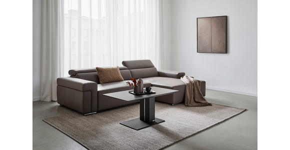 ECKSOFA inkl. Funktion DUA Grau Echtleder  - Chromfarben/Grau, Design, Leder/Metall (293/170cm) - Novel