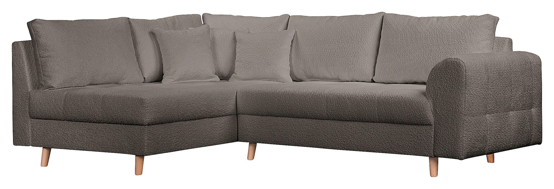 ECKSOFA Bouclé Dunkelgrau  - Dunkelgrau/Naturfarben, Design, Holz/Textil (161/231cm) - P & B