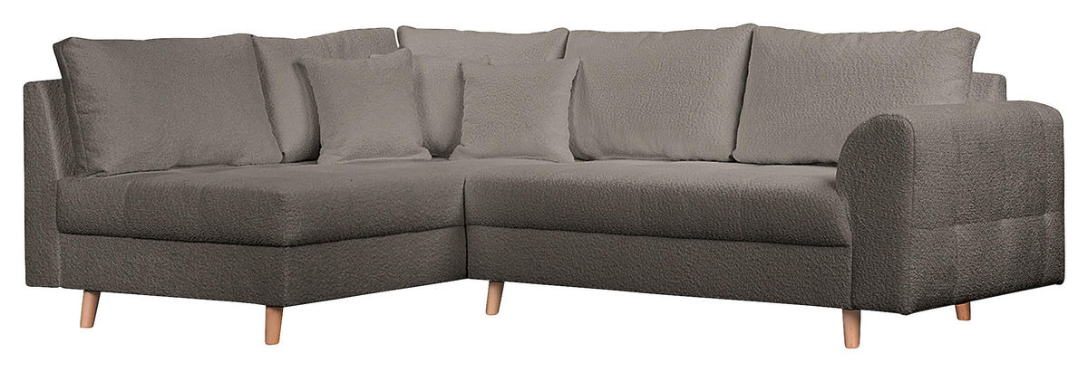 ECKSOFA Dunkelgrau Bouclé  - Dunkelgrau/Naturfarben, Design, Holz/Textil (161/231cm) - Livetastic