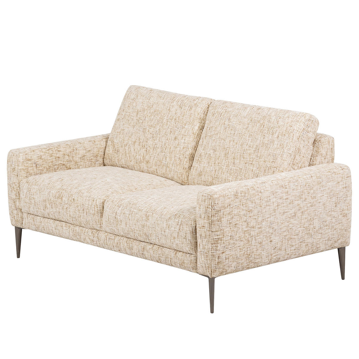 2-SITZER-SOFA Webstoff Beige  - Beige/Schwarzchrom, Design, Textil/Metall (157/85/92cm) - Livetastic