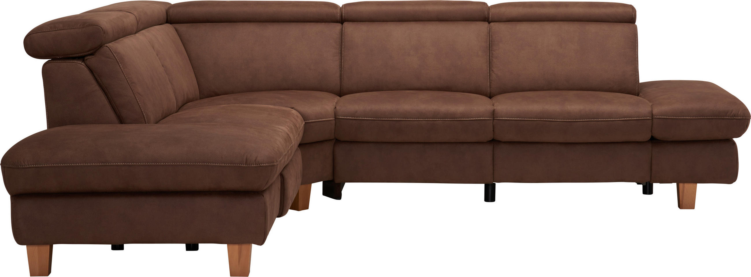 ECKSOFA  in Mikrofaser Dunkelbraun  271/239 cm  - Dunkelbraun/Beige, LIFESTYLE, Holz/Textil (271/239cm) - Cantus