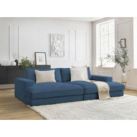 BIGSOFA LEONARD Cord Dunkelblau  - Schwarz/Dunkelblau, MODERN, Kunststoff/Textil (234/77/159cm)