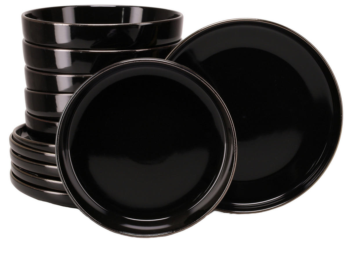 SERVIS Nordic Festive Schwarz 12 delar  - svart/guldfärgad, Basics, keramik - Creatable
