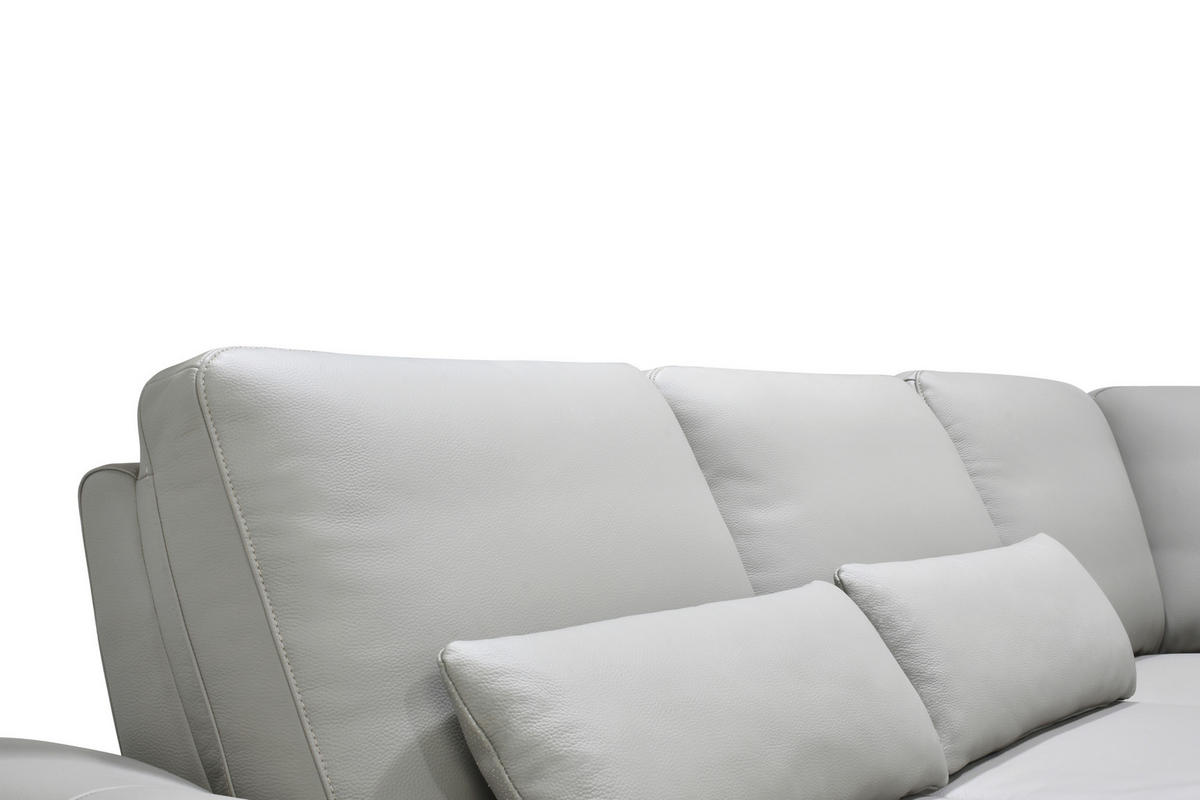 ECKSOFA Taupe Echtleder Zierkissen, Rücken echt, Kopfteilverstellung, Sitztiefenverstellung, Kopfstütze  - Taupe/Schwarz, Design, Leder/Metall (276/225cm) - Celina Home