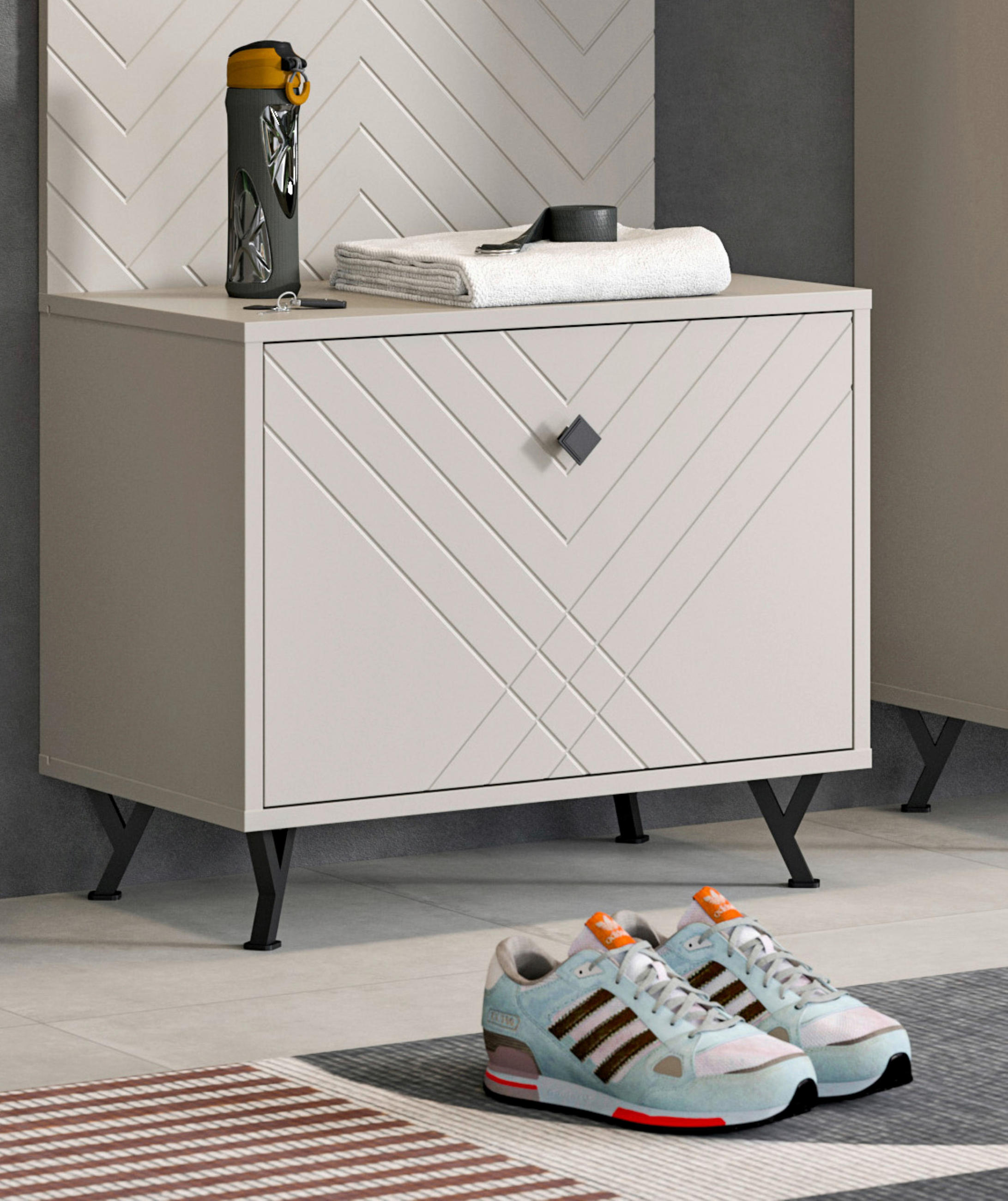 GARDEROBENBANK in 60/50/35 cm - Beige, Design, Holzwerkstoff/Metall (60/50/35cm) - MID.YOU