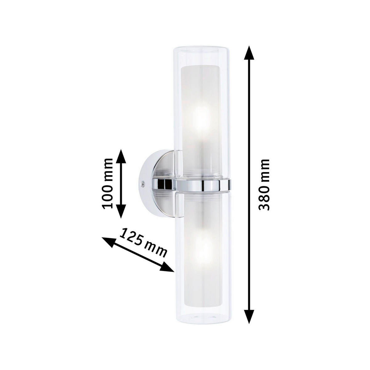 WANDLEUCHTE Luena 38,0/10,0/12,5 cm   - Chromfarben, Basics, Glas/Metall (38,0/10,0/12,5cm) - Paulmann