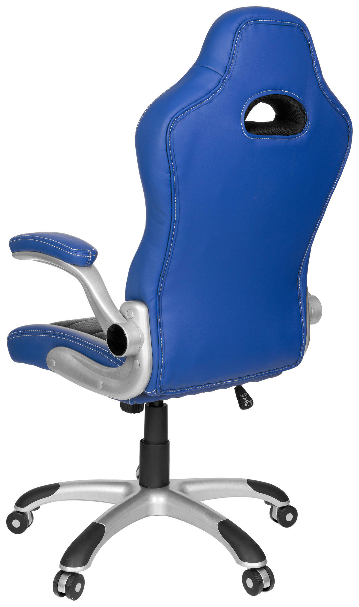 GAMINGSTUHL  in Lederlook Blau, Schwarz, Weiß  - Blau/Silberfarben, MODERN, Kunststoff/Textil (64/118/57cm) - MID.YOU