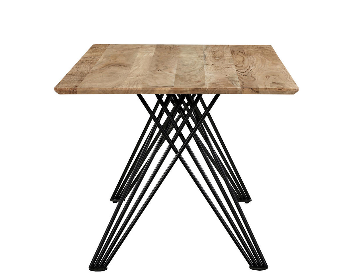 ESSTISCH Schwarz, Akaziefarben rechteckig   - Schwarz/Akaziefarben, Design, Holz/Metall (175/90/76cm) - Landscape