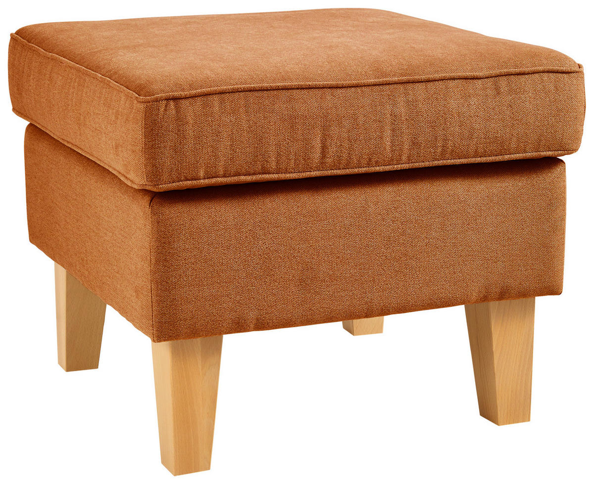 HOCKER in Textil Orange  - Eichefarben/Orange, Design, Holz/Textil (55/44/55cm) - MID.YOU