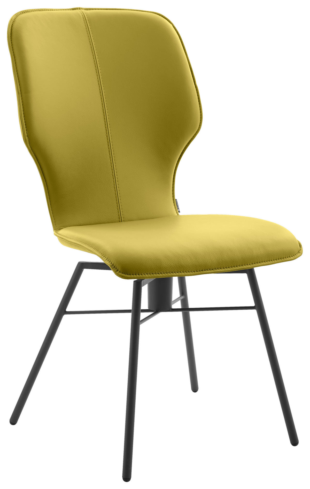 STUHL Echtleder Limette  - Dunkelgrau/Limette, Design, Leder/Metall (49/95/63cm) - Musterring