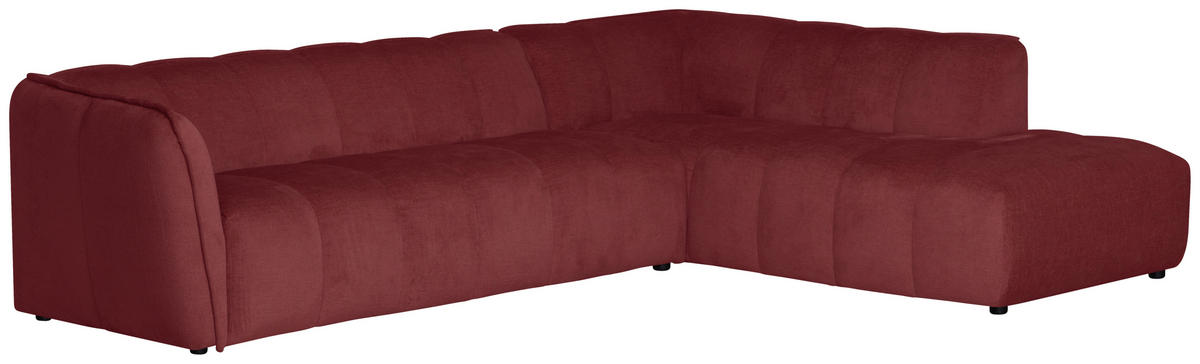 ECKSOFA Chenille Bordeaux  - Bordeaux/Schwarz, Design, Textil (290/218cm) - MID.YOU