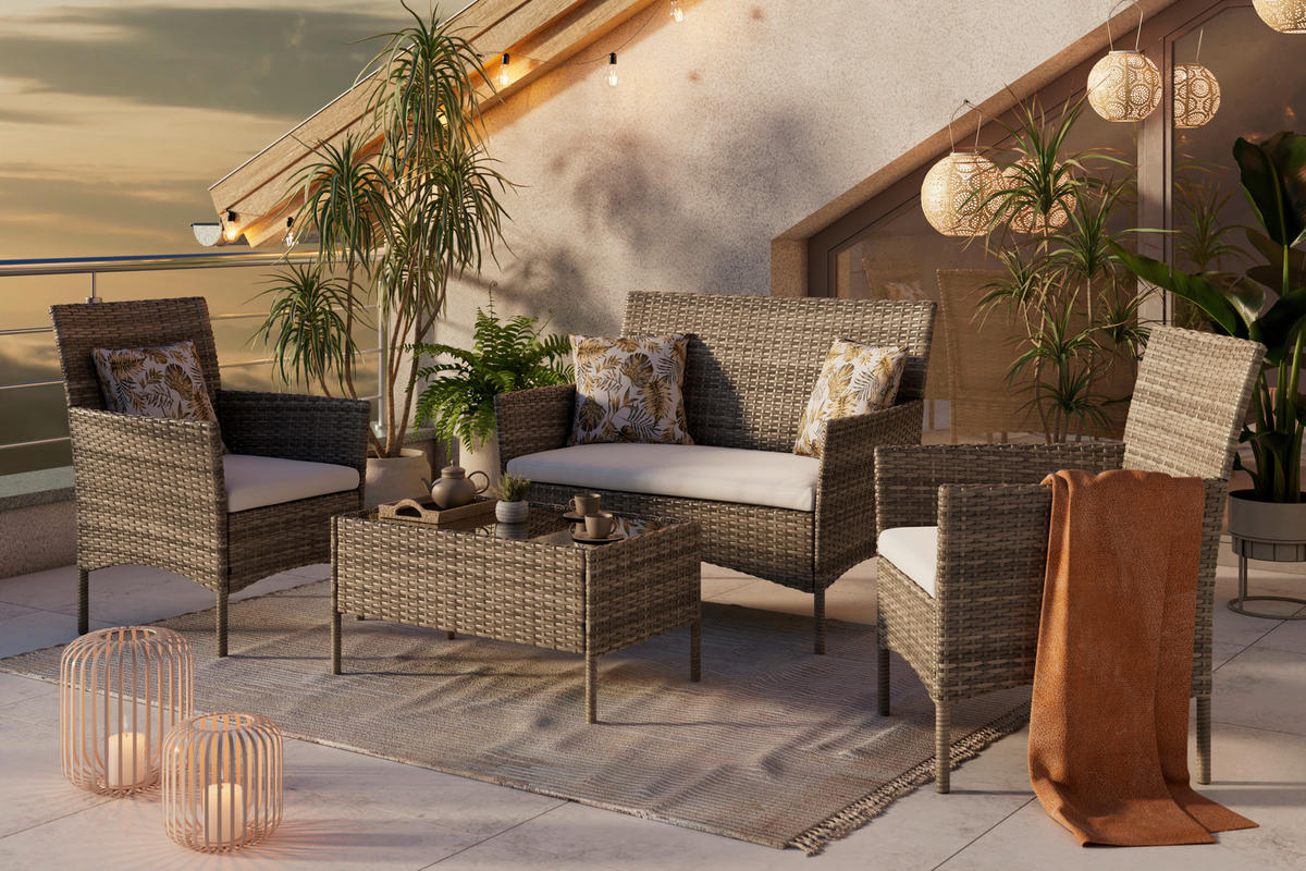 VRTNI SET       krem barve, siva, črna    - siva/črna, Basics, umetna masa/steklo - Ambia Garden