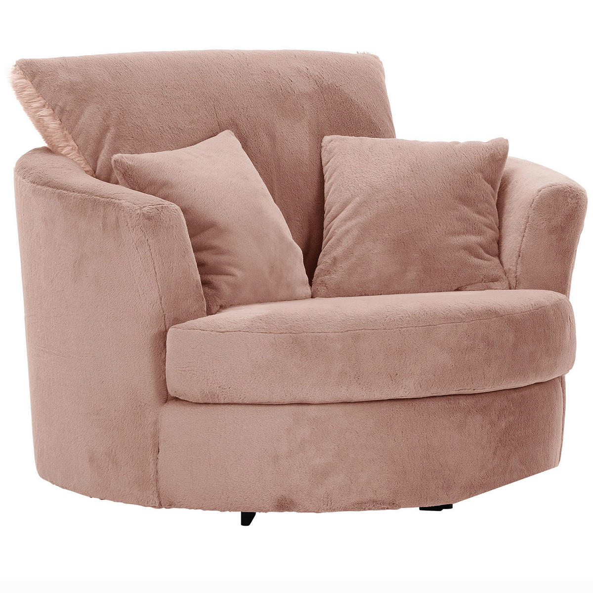 SESSEL in Plüsch Altrosa  - Schwarz/Altrosa, KONVENTIONELL, Textil/Metall (115/72/115cm) - Ambia Home