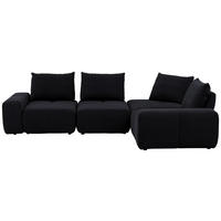 ECKSOFA in Velours Anthrazit  - Anthrazit/Schwarz, Design, Kunststoff/Textil (326/236cm) - Xora