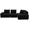 ECKSOFA in Velours Anthrazit  - Anthrazit/Schwarz, Design, Kunststoff/Textil (326/236cm) - Xora