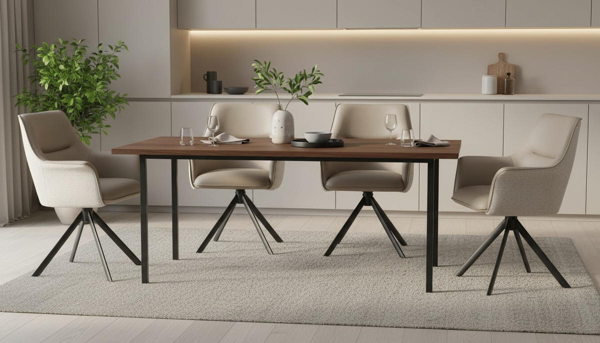 ARMLEHNSTUHL  Sitzfläche 360° drehbar Webstoff  Schwarz, Taupe, Beige  - Taupe/Beige, MODERN, Textil/Metall (68/86/68cm) - Livetastic