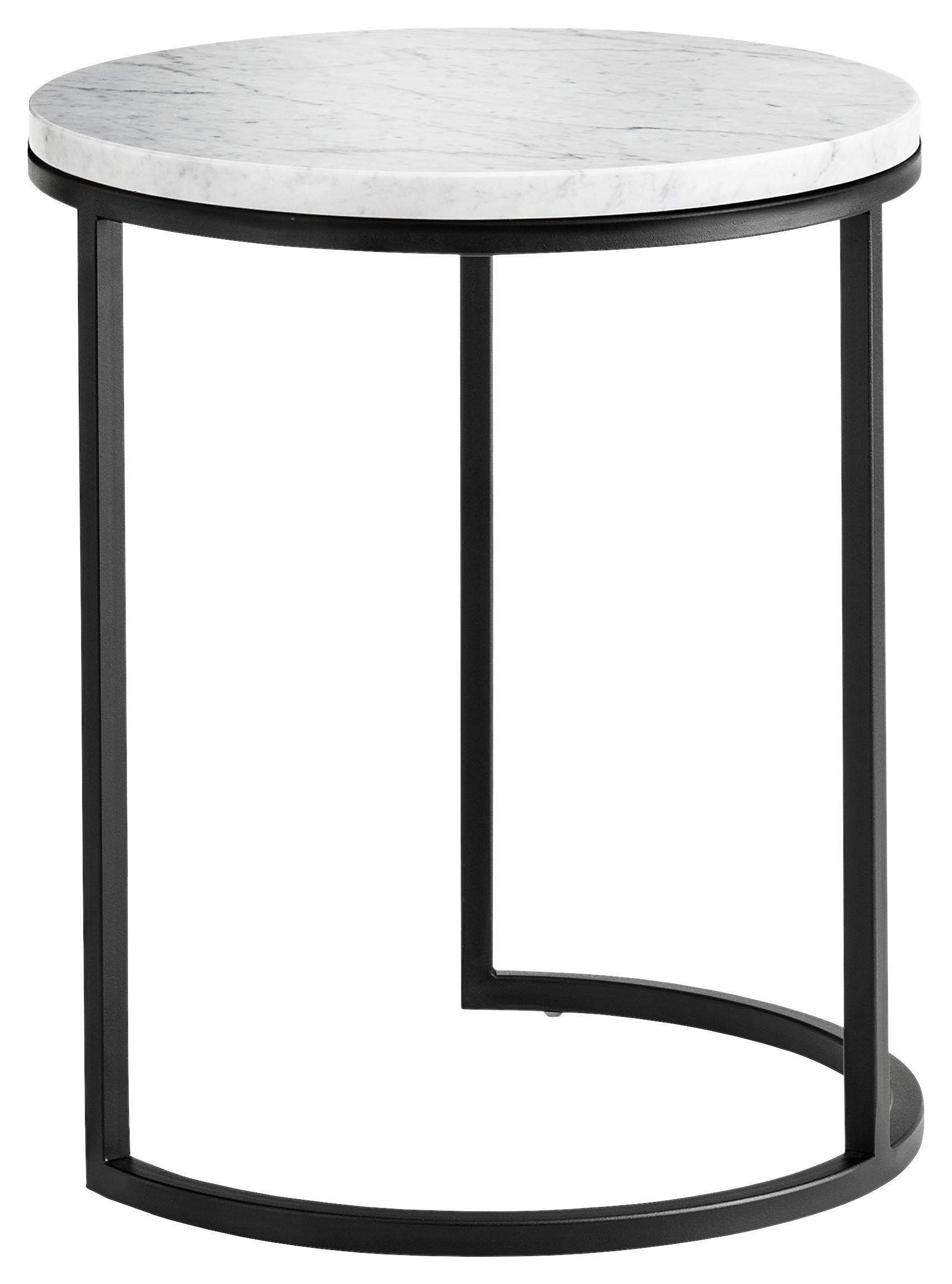 BEISTELLTISCH in Stein 39/39/49 cm  - Weiß Hochglanz/Schwarz, Design, Stein/Metall (39/39/49cm) - Johann Jakob