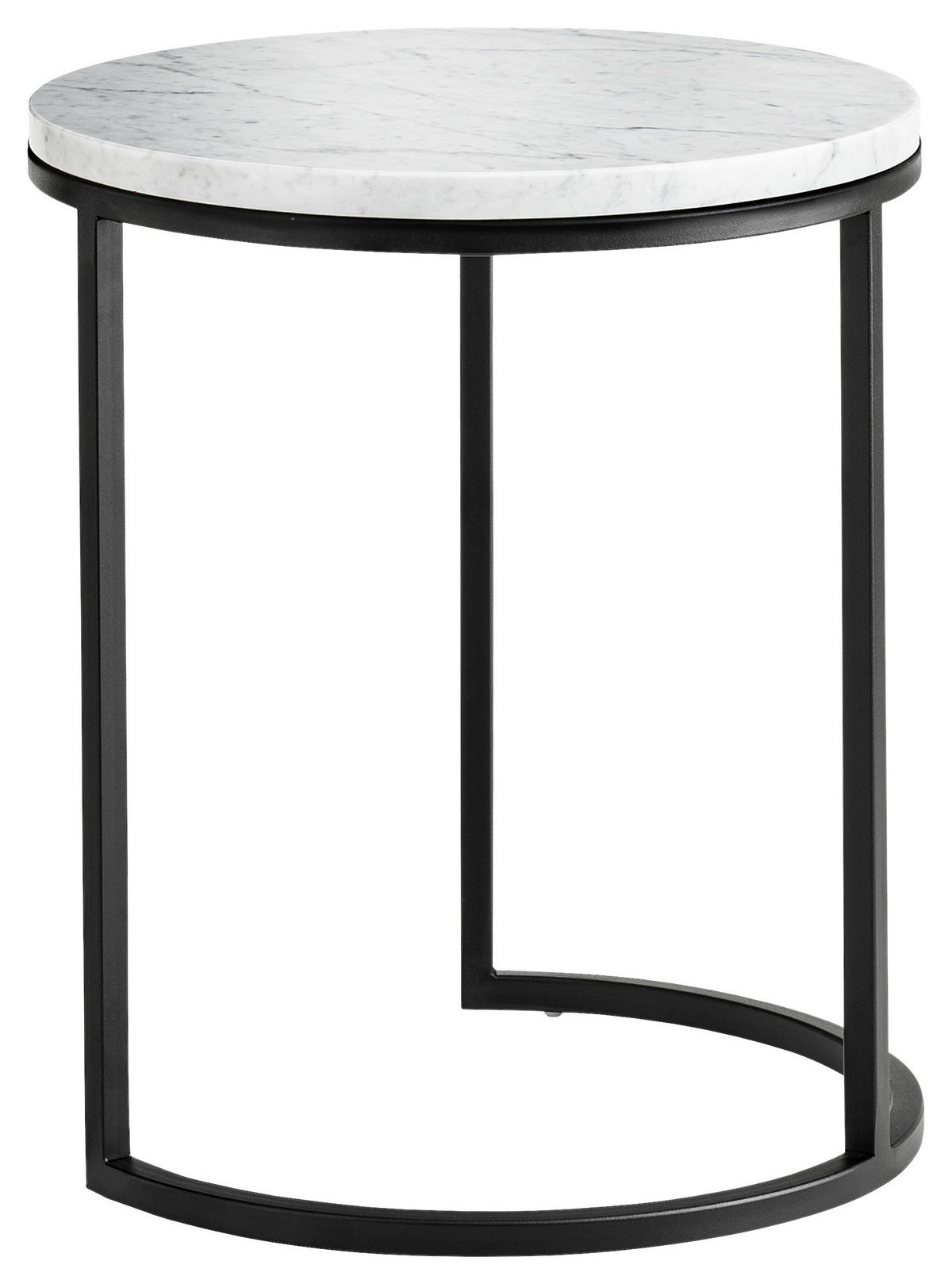 BEISTELLTISCH in Stein 39/39/49 cm  - Weiß Hochglanz/Schwarz, Design, Stein/Metall (39/39/49cm) - Johann Jakob