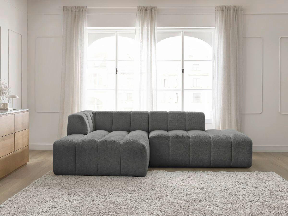 ECKSOFA  ANNECY Dunkelgrau Bouclé  - Dunkelgrau/Schwarz, MODERN, Kunststoff/Textil (170/262cm)