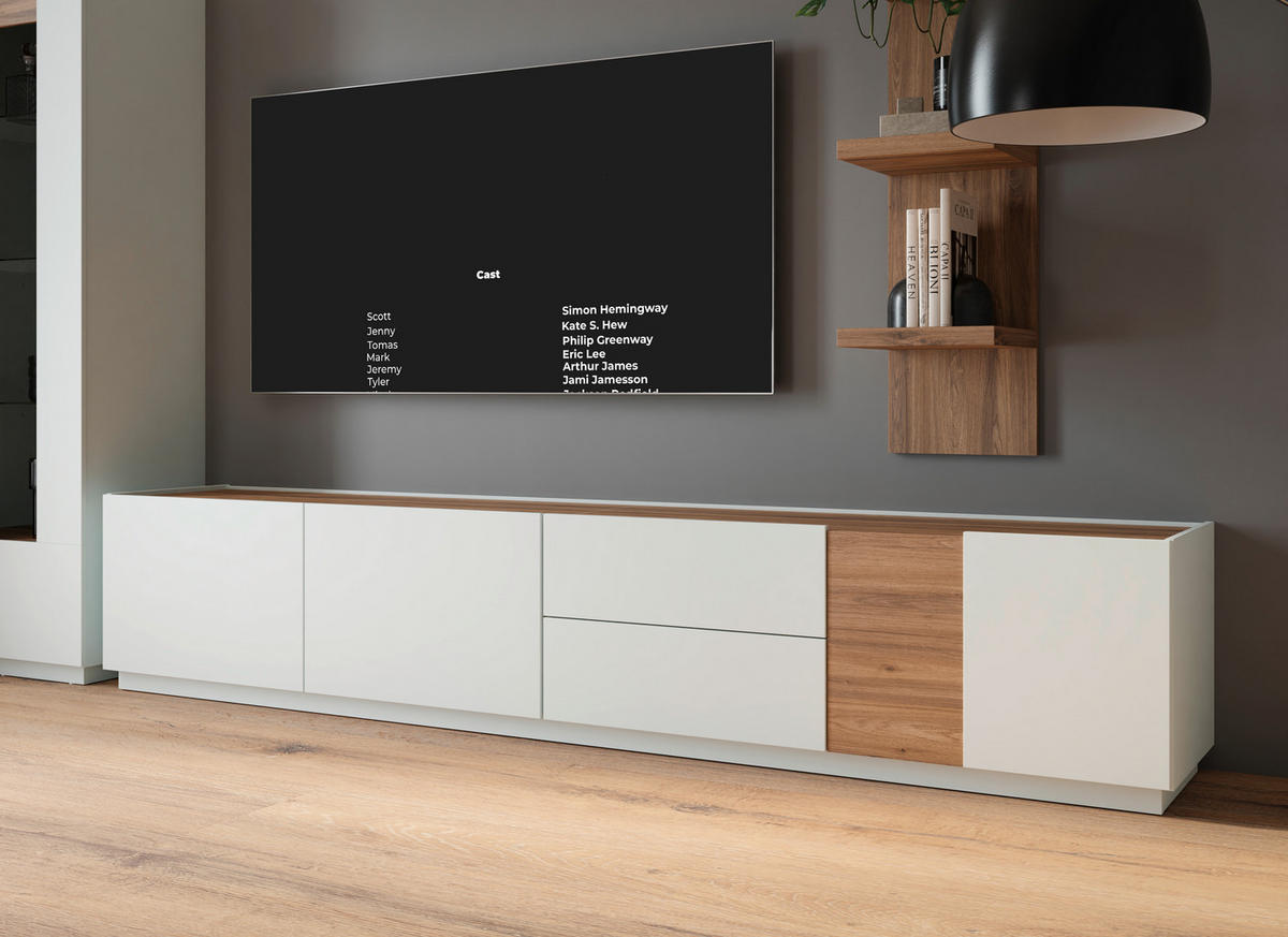 TV ELEMENT boje hrasta, svijetlo siva   - boje hrasta/svijetlo siva, Moderno, drvni materijal/metal (239,4/50,4/41cm) - Hom`in