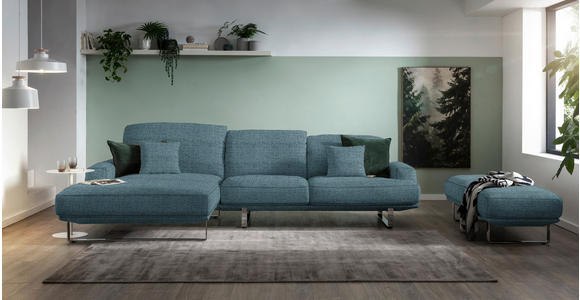 ECKSOFA in Webstoff Blau 184/304 cm - Blau, Design, Textil/Metall (184/304cm) - Dieter Knoll