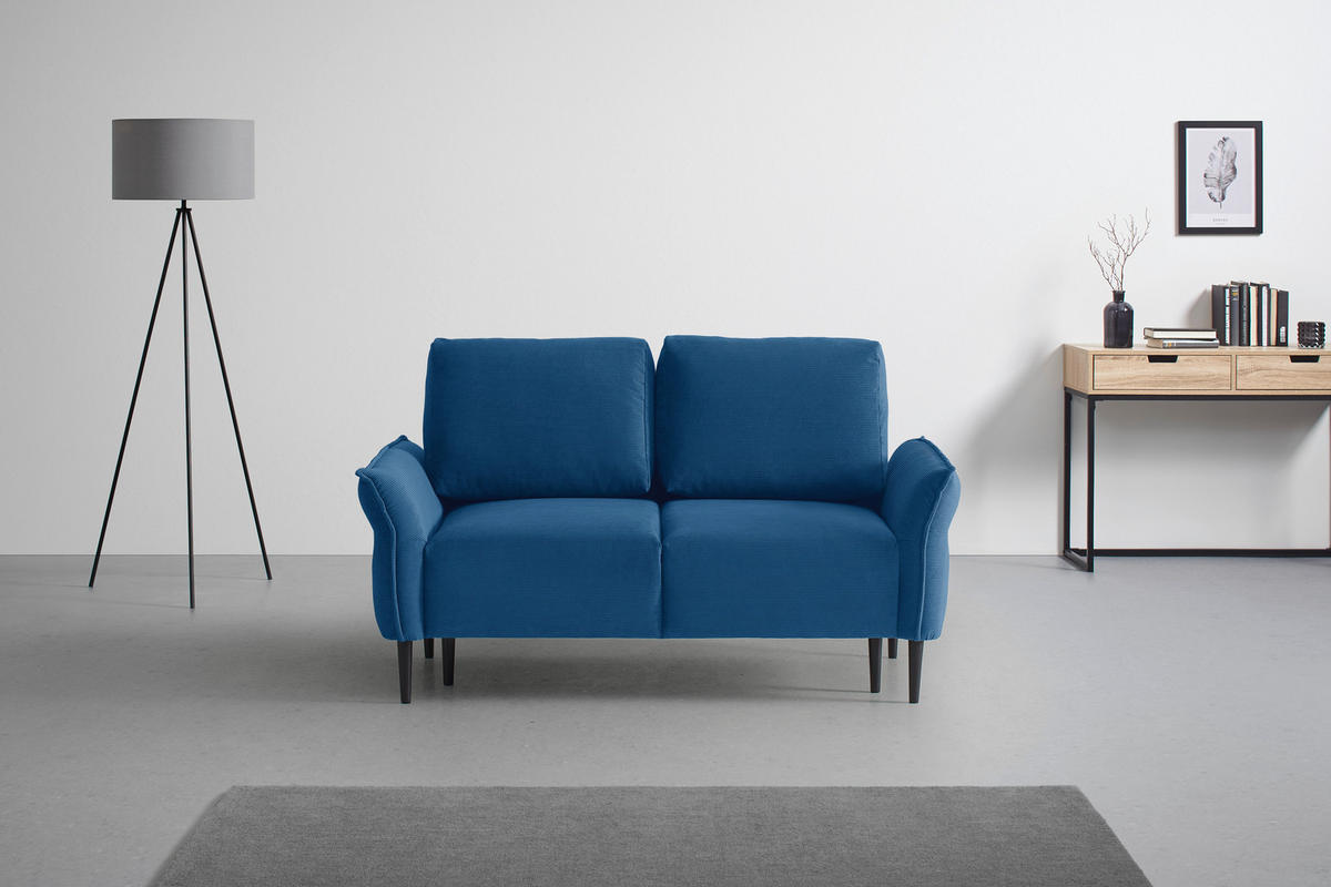 2-SITS SOFFA i textil kunglig blå  - kunglig blå/svart, Modern, trä/textil (150/85/92cm) - MID.YOU