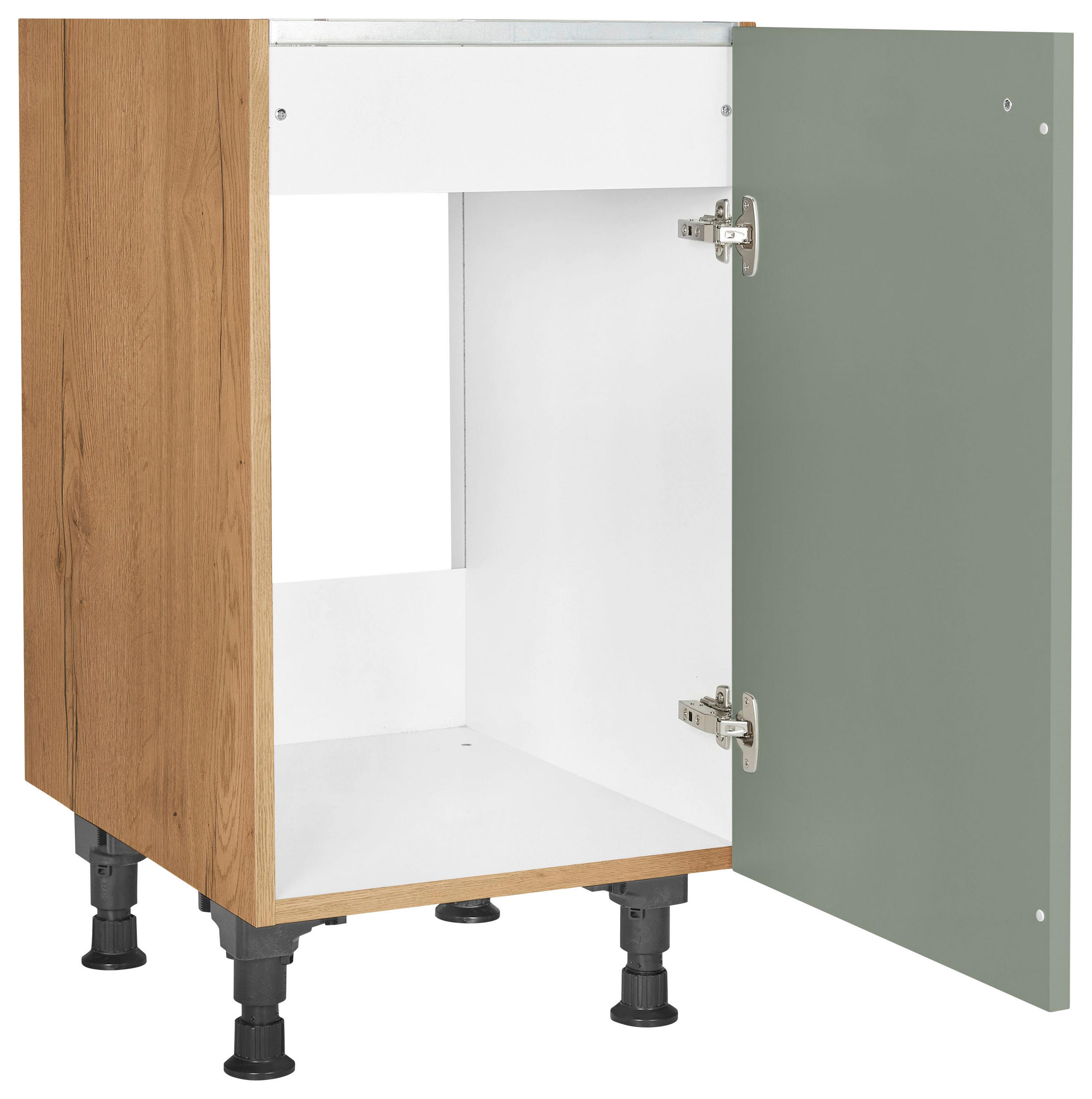 SPÜLENUNTERSCHRANK 45/87/56 cm  in Grün, Eichefarben  - Eichefarben/Schwarz, MODERN, Holzwerkstoff/Metall (45/87/56cm) - Nobilia