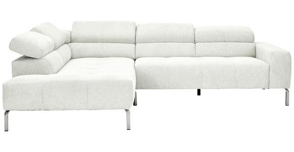 ECKSOFA  in Flachgewebe Weiß  224/282 cm  - Chromfarben/Weiß, KONVENTIONELL, Textil/Metall (224/282cm) - Hom`in