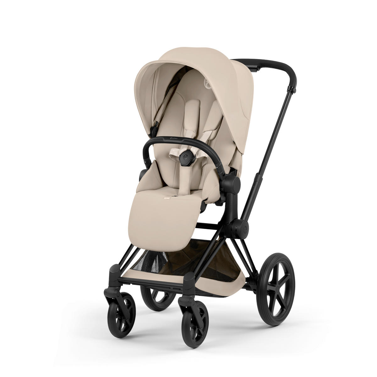 KOMBIKINDERWAGEN  PRIAM Comfort Matt Black  Cozy Beige  - Beige/Schwarz, Basics, Kunststoff/Textil (83-92/60cm) - cybex PLATINUM