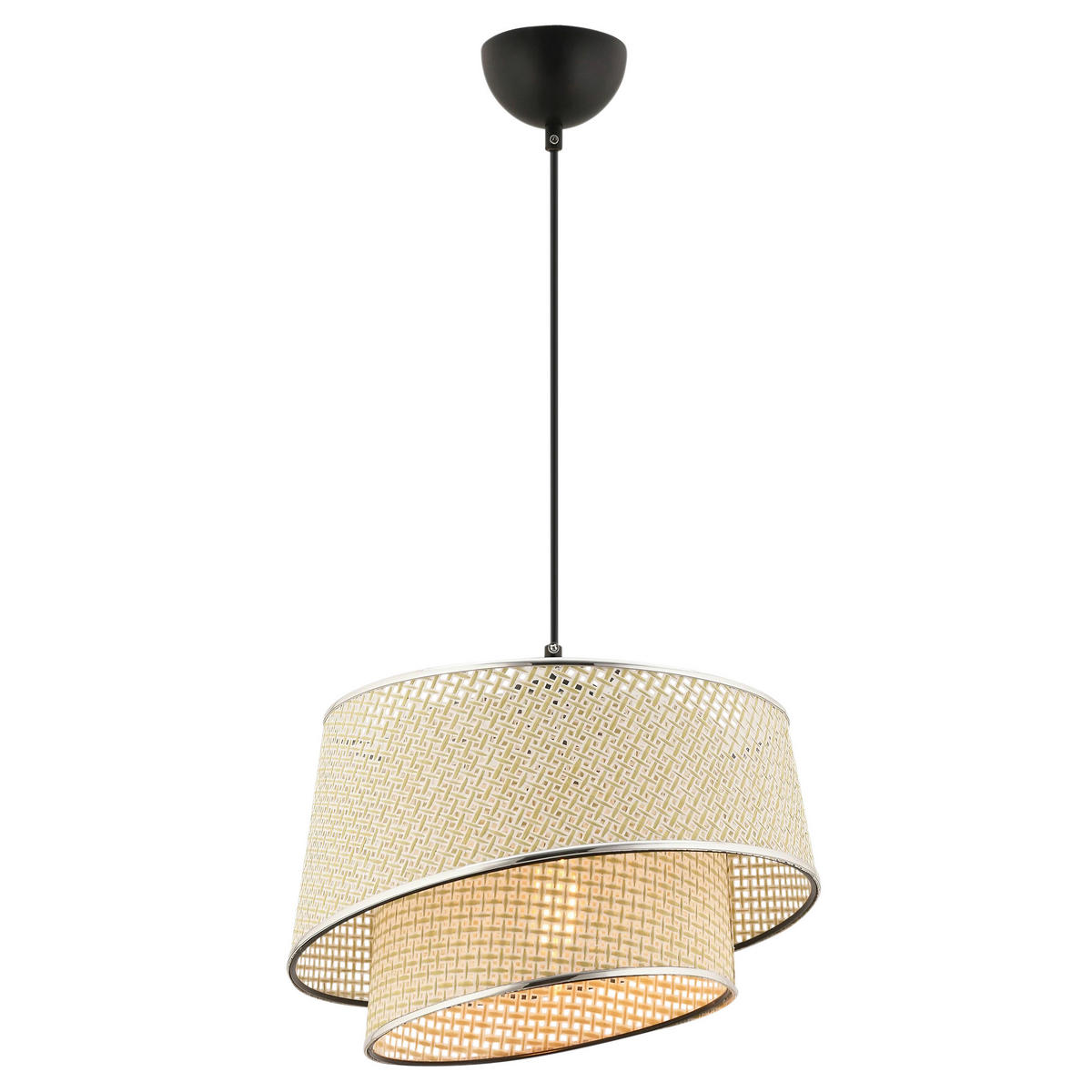 HÄNGELEUCHTE 32/65 cm   - Silberfarben/Creme, Design, Textil/Metall (32/65cm) - P & B