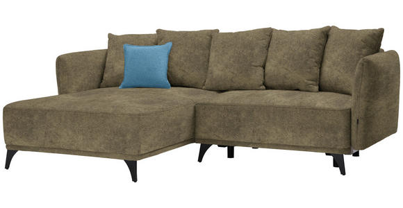 ECKSOFA in Chenille Olivgrün  - Blau/Schwarz, LIFESTYLE, Textil/Metall (172/255cm) - Carryhome