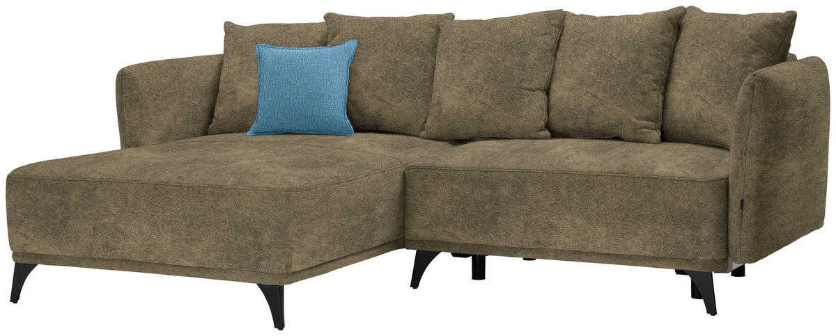 ECKSOFA in Chenille Olivgrün  172/255 cm  - Blau/Schwarz, LIFESTYLE, Textil/Metall (172/255cm) - Carryhome